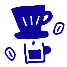 Illustration of a pour over and coffee beans