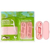 Pink Dental Floss Picks Double Line, Travel Size Toothpicks Floss Sticks Kit 85 Count with Compac...