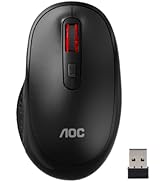 AOC MS400 Wireless Mouse, 2.4G Portable Optical Mice with Nano Receiver, Ergonomic Design with Te...