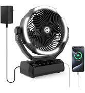 PANERGY Camping Fan with Light - 20000mAh Rechargeable Battery Fan with Charger, 70Hrs Cooling Ti...