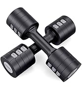 EAST MOUNT Adjustable Dumbbells 5 lb Dumbbells Set of 2 / Pair 10 lb Total Free Weights 6 in 1 Wo...