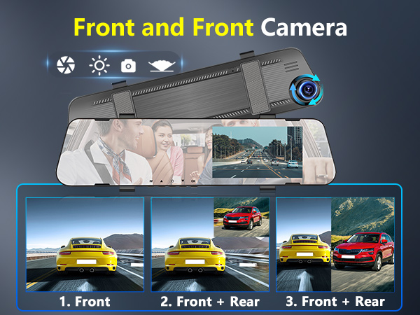 Rear View Mirror Video Recroder Car DVR 4.5" Mirror Dash Cam Backup Smart Rearview Front and Rear