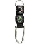 Black Carabiner Key Chain Compass Thermometer Metal Camping Outdoor Gadgets Hiking Survival to Mu...