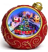 Priddop Christmas Village Scene Animated Rotating Train LED Lights Christmas Decorations Music wi...