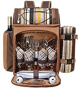 Hap Tim Picnic Backpack Cooler for 4 Person with Insulated Leakproof Cooler Bag, Wine Holder, Fle...