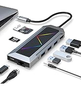 GODO RGB USB C Hub Multiport Adapter,9-in-1 Laptop Hub Docking Station with HDMI 4K 60Hz,Gigabit ...