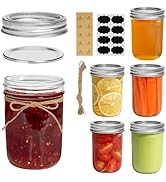 ComSaf Small Mason Jars 8 oz - 6 Pack, Regular Mouth Mason Jar with Lids and Seal Bands, Small Gl...