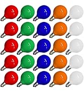 G40 Multicolor Christmas Replacement Light Bulbs, 25 Pack Round Colorful Christmas Bulbs, 1.57 In...