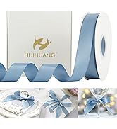 HUIHUANG Dusty Blue Satin Ribbon 50 Yards Double Faced Satin Ribbon 1 inch Blue Silk Ribbon for G...