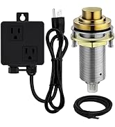 SINKINGDOM SinkTop Air Switch Kit (Long Full Brass Button) for Disposal, Dual Outlet, (Champagne ...