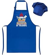 XLSXEXCL Kids Apron and Chef Hat Set, Funny Apron Adjustable Child Aprons Chef in Training Kitche...