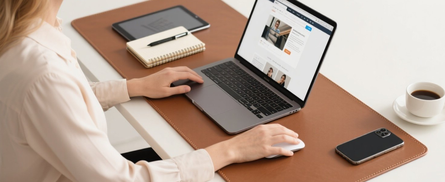 brown large leather mouse pad for women