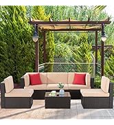 Shintenchi 6 Pieces Patio Furniture Sets Outdoor All-Weather Sectional Patio Sofa Set PE Rattan M...