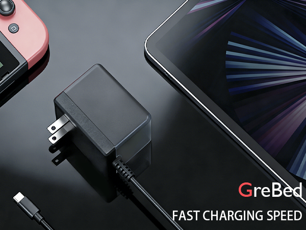 Black Fast Charger Compatible with Nintendo Switch
