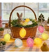 Lumoza Easter Egg Lights, 10ft 10 LED Pastel Lights, Steady On Easters Eggs Ornaments Battery Pow...