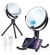 KOOKIN Travel Makeup Mirror with Lights and Magnification 1X/10X, Lighted Makeup Mirror, Recharge...
