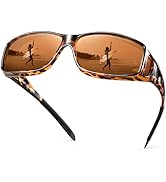 URUMQI Polarized Sunglasses Fit Over Glasses for Men Women, Wrap-around Driving Sunglasses 100% U...