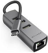 WALNEW USB-C to Ethernet Adapter, 4 in1 USB C Hub with LAN RJ45, Aluminum Gigabit Cat Network Cab...