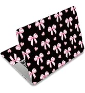 SUPERDANT 3 Pcs Black Pink Bow Heart Laptop Skin Trim-to-Fit Waterproof PVC Laptop Sticker Set Sc...