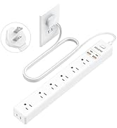 2 Prong Power Strip, 2 to 3 Prong Outlet Adapter with 6ft Extension Cord, Surge Protector for Non...
