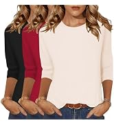 Zeagoo Work Tops for Women Trendy Round Neck Dressy Basics Tees Casual Cute Trendy Loose Fit Tee ...