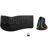 DeLUX Full Size Ergonomic Split Keyboard and Vertical Mouse Combo, GM909 Wireless Split Keyboard ...
