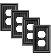 DEWENWILS 4-Pack Black Outlet Covers &amp; Switch Plates — Decorative Metal Wall Plates for Light Swi...