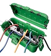 RESTMO Outdoor Electrical Box, IP54 Weatherproof Extension Cord Cover with 6 Cable Entry Ports, W...