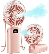 Gaiatop Portable Misting Fan, 180° Foldable Handheld, 3 Speeds USB Rechargeable, Spray Water Mist...