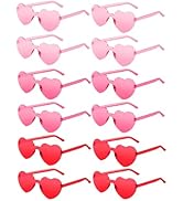 AGGKKY 12 Pairs Heart Shaped Sunglasses for Women Colorful Glasses Fun Trendy Transparent Heart S...