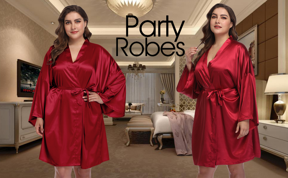 plus size satin robes for women