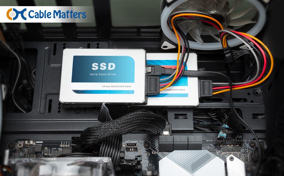 straight SATA III 90-degree right angle SATA III data cable SATA power splitter Molex power cable