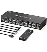 PVBCTCSID HDMI KVM Switch 2 Monitors 4 Computers EDID 4K60Hz for 4 PC Sharing Dual Monitor and 4 ...