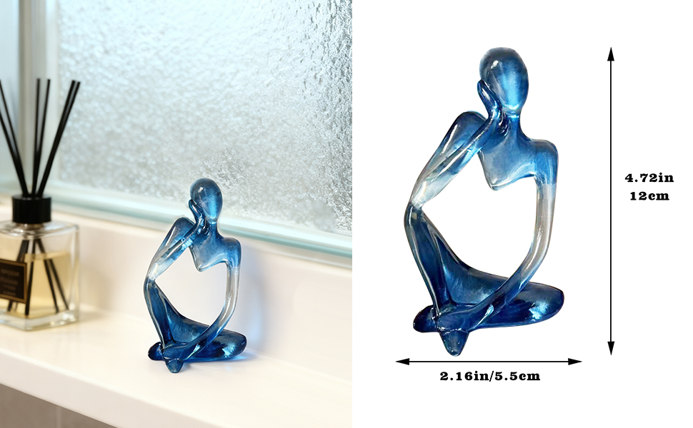Abstract Gradient Blue Resin Thinker Statue