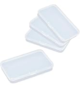Bwexxt Pack of 4 Clear Polypropylene Rectangle Mini Storage Containers Box with Hinged Lid for Ca...