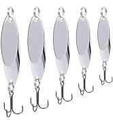 FREGITO 5pcs Fishing Lures Fishing Spoons, Trout Lures Bass Lures Hard Metal Spinner Baits for Sa...