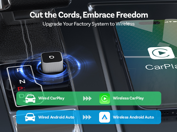 2026 Upgrade Ottocast Mini Cube, 2-in-1 Wireless CarPlay &amp; Android Auto Adapter