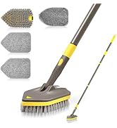 NEWE Shower Cleaner Brush, Tub Tile Scrubber with Telescopic Long Handle 56 inches, 4 Scrub Heads...