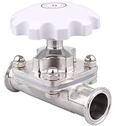 DERNORD Sanitary Diaphragm Valve Silicone Seal Stainless Steel 316L, 1.5” Tri Clamp Valve (1.5 in...