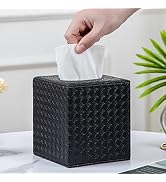 SUNYUROU Black Tissue Box Cover,Tissue Box Cover Square,Black Tissue Box Holders,Tissue Holder fo...