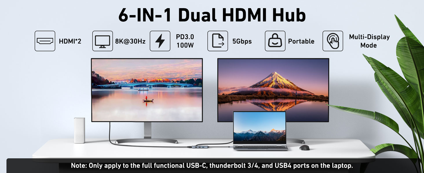 usb c hub 2 hdmi