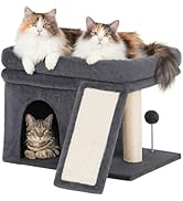 Aechonow 14‘’ Cat Tree Tower with Scratching Post, 20 * 16.5in Perch Bed for Large Adult Cats, Co...