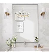 Koonmi Black Rectangle Wall Mirror, 20x30 Inch Bathroom Mirror, Aluminum Frame Vanity Mirror for ...