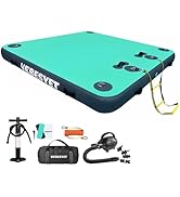 VEBESYET Inflatable Floating Dock Platform with Electric Pump, 6ft x 5ft x 6in Thick Multi-Person...