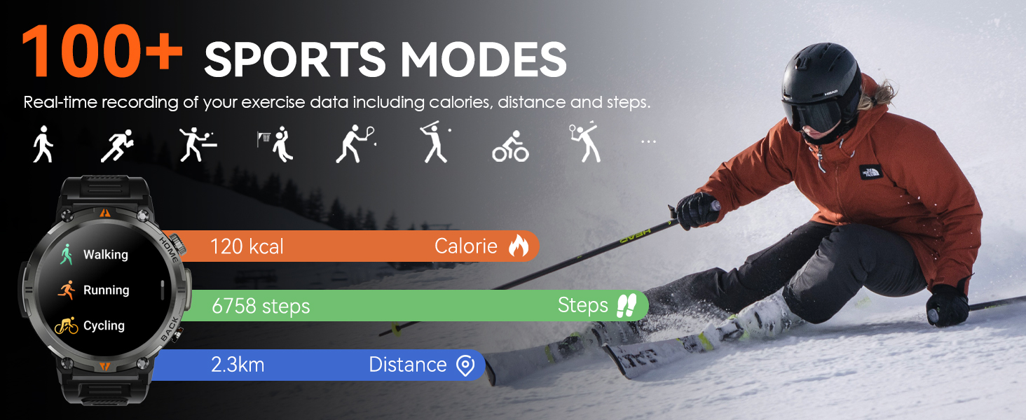 Military Smart Watches for Men Rugged Smart Watch Fitness Tracker with Heart Rate Sleep Monitor