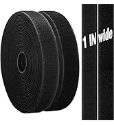 Heavy Duty Hook &amp; Loop Tape with Adhesive Backing [1" x 17.4 ft / 5.8 Yards]. Black Long Strong S...