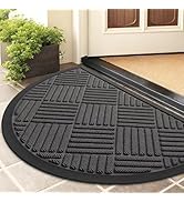 Smiry Half Circle Front Door Mat Outside Entrance, Heavy Duty Outdoor Indoor Natural Rubber Doorm...