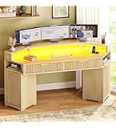 SEDETA Computer Desk with 2 Drawers, Small Diamond Office Desk with Storage Cabinet for Small Spa...