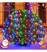 JMEXSUSS 360 LED 12ft x 5ft Christmas Net Lights Outdoor, Connectable Bush Christmas Lights with ...