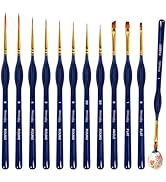 Hnncugty Miniature Paint Brushes Set 12pcs, Paint Brushes for Acrylic Painting, Art Supplies for ...
